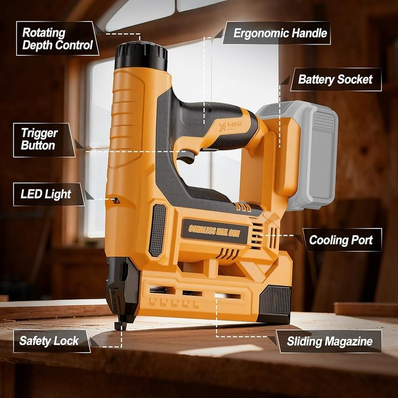 Cordless 18 Gauge Nail Gun Battery Powered Brushless Motor Adjustable Depth New7