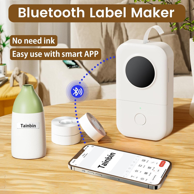 D30 Bluetooth Label Maker w/ 3 Tapes Mini Thermal Printer Rechargeable1