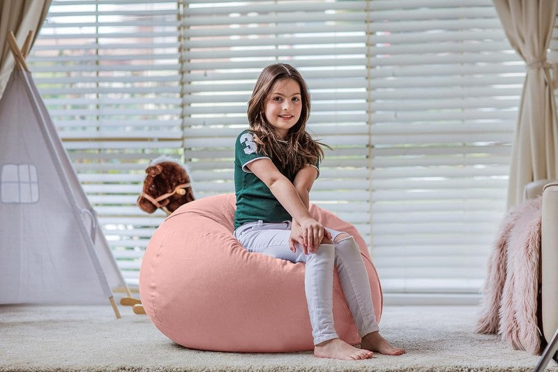 Kids Stuffed Animal Storage Bean Bag Cover XL Cotton Canvas Solid Pink6