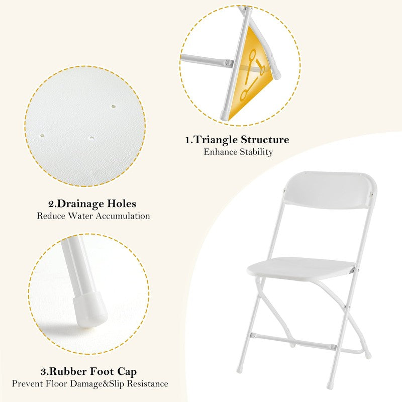Plastic Folding Chair Set of 4, 330LB Load Capacity Lightweight for Indoor/Outdo5