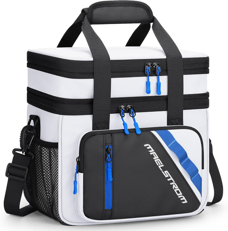20L Expandable Double Deck Insulated Lunch Bag White Cooler9