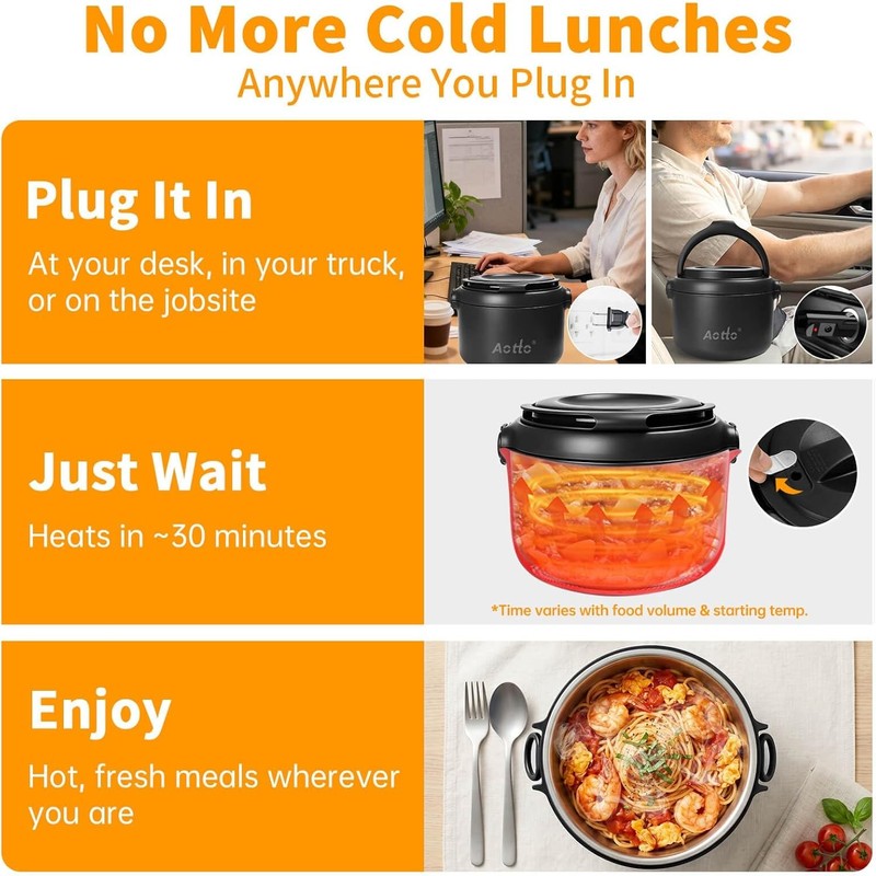 Electric Lunch Box 32 Oz Portable Food Warmer 3 in 1 12V 24V 110V Black5