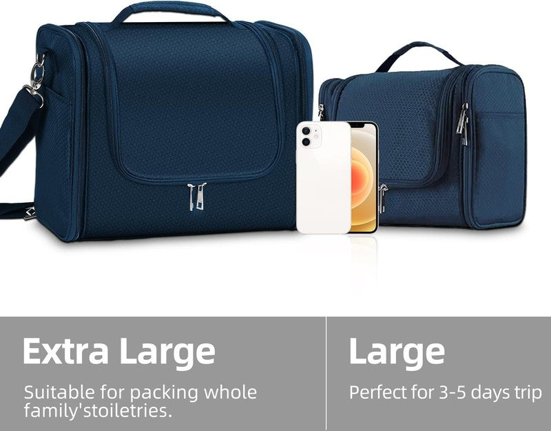 Extra Large Hanging Toiletry Bag Travel Dopp Kit Water-Resistant Blue with Strap5