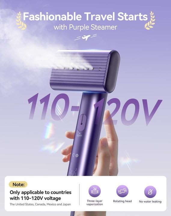 1200W Portable Travel Clothes Steamer - Fast Heat-Up, Wrinkle Remover1