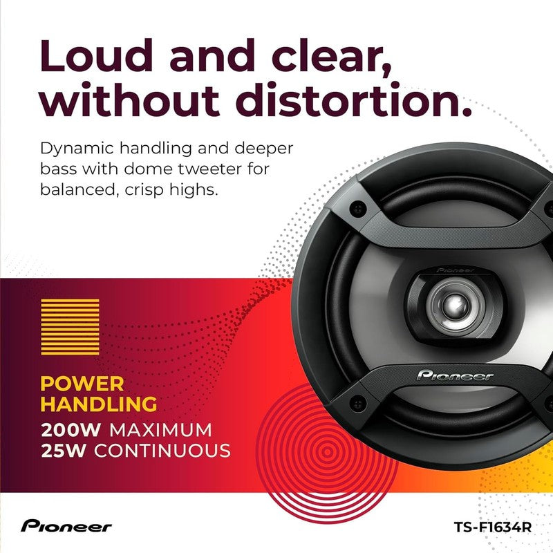 F Series TS F1634R 6.5” 2 Way Speakers (Pair) – 200W Max, Balanced Sound + Smoot3