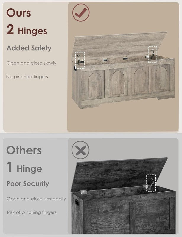 47.2'' Rattan Storage Chest Flip Top Entryway Bench Toy Box Gray Wash3
