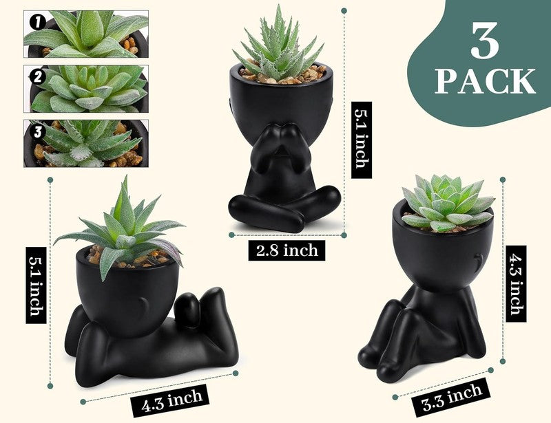 3Pcs Fake Succulents Plants Artificial for Black Bathroom Bedroom Home Living Ro2