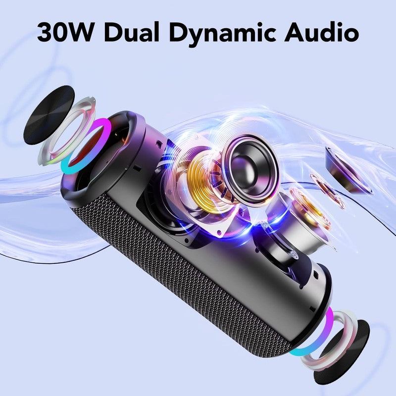 30W Portable Bluetooth Speaker – IPX7 Waterproof, Deep Bass, LED Lights, 1