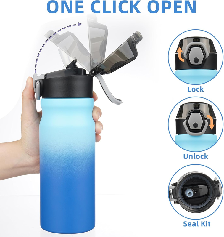 18oz Insulated Water Bottle Stainless Steel Straw Leakproof Sky Blue2