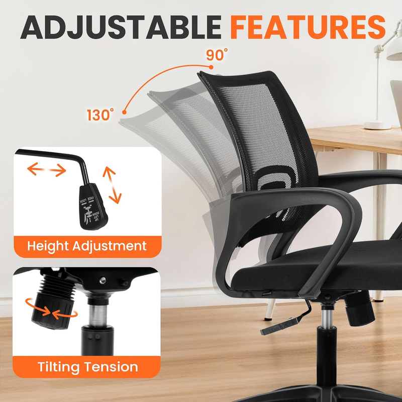 Ergonomic Mesh Office Chair Mid Back Lumbar Support Adjustable Swivel Black5