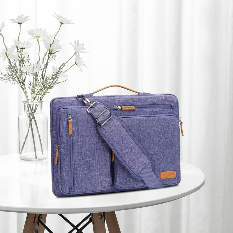 15.6 Inch Laptop Shoulder Bag 360 Protective Messenger 4 Zipper Pockets2
