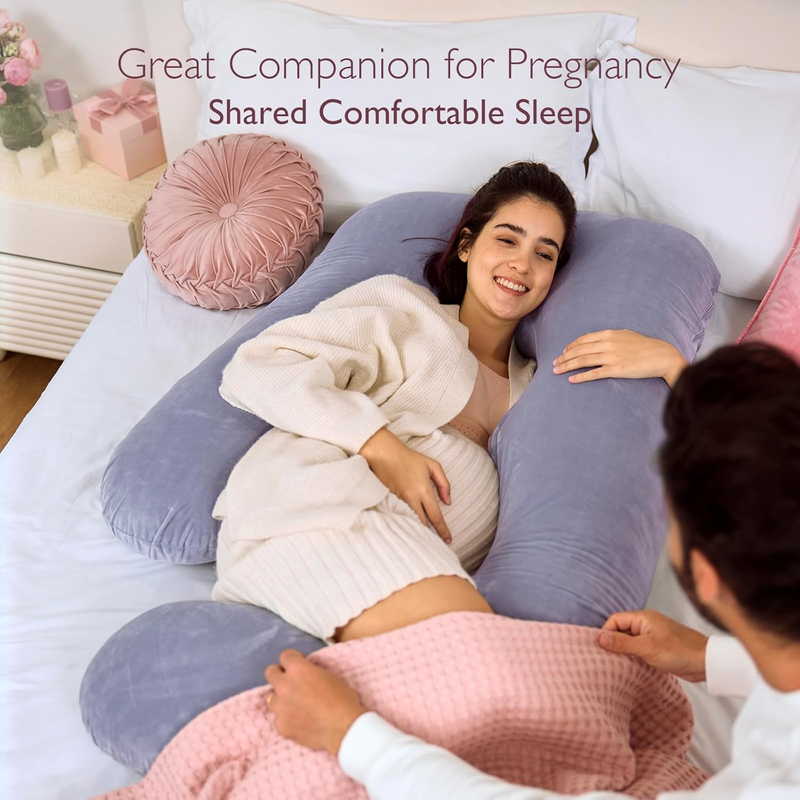 57in U Shaped Pregnancy Pillow Full Body Maternity Pillow Gray3