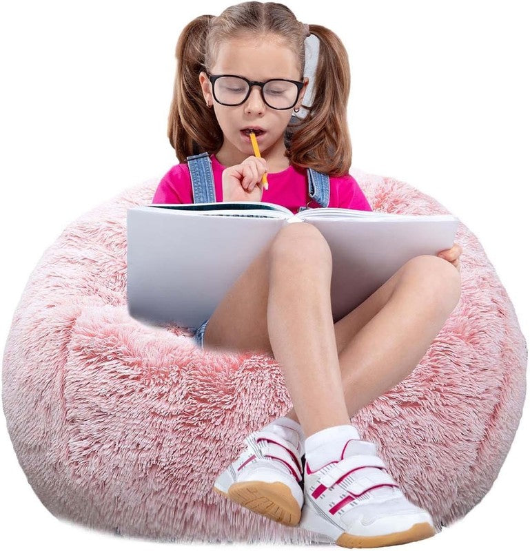 Fluffy Bean Bag Chair for Kids 2.5FT Memory Foam Faux Fur Pink6