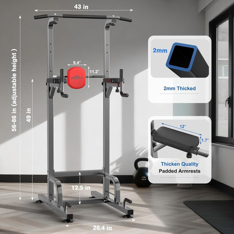 Power Tower Pull up Bar Station Workout Dip Station for Home Gym Strength Traini6