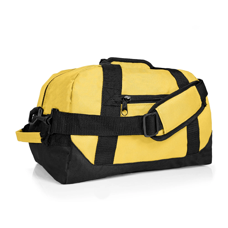14" Small Duffel Bag Gym Duffle Two Tone in Gold with Shoulder Strap7