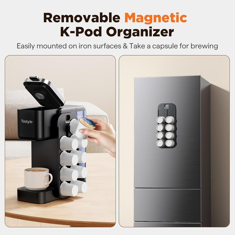 Hot & Iced Coffee Maker K Cup & Grounds w/ Magnetic Pod Holder 40oz Black2