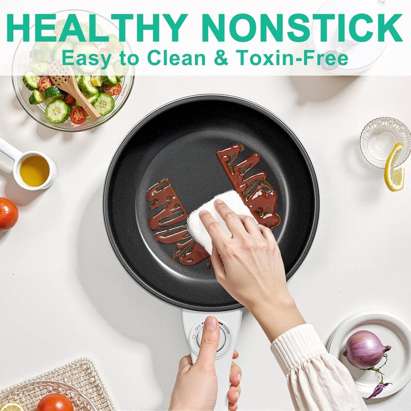 Electric Hot Pot Steamer 1.5L Non Stick Sauté Mini Cooker Temp Control Noodles6
