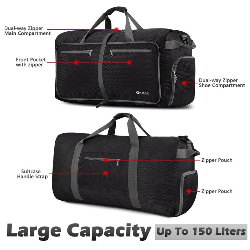 150L Travel Duffle Bags 35" Large Foldable Weekender Bag Waterproof Overnight Ba7