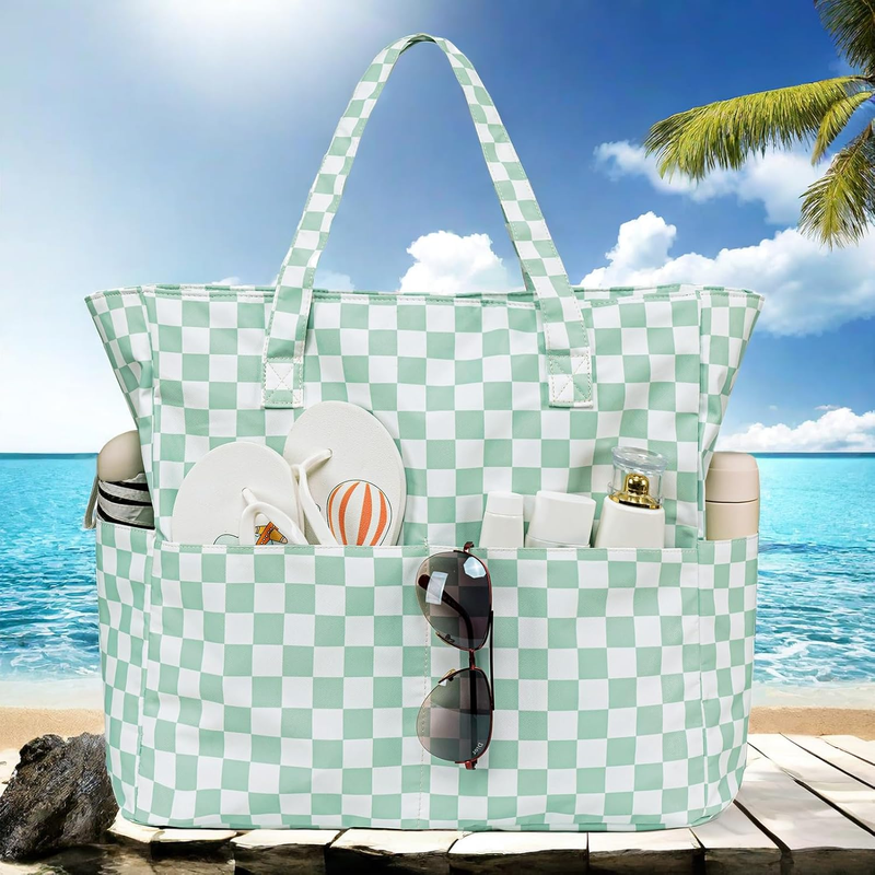Waterproof Beach Bag Large Women Sandproof Tote Zipper Wet Pocket Travel2