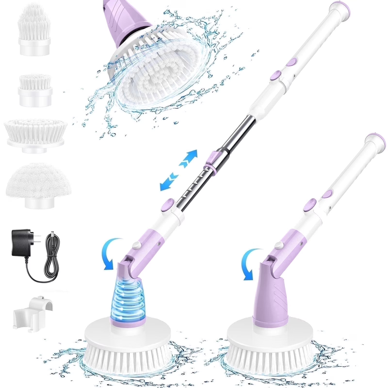 Electric Spin Scrubber Cordless Cleaning Brush Extendable Bathroom Tool10