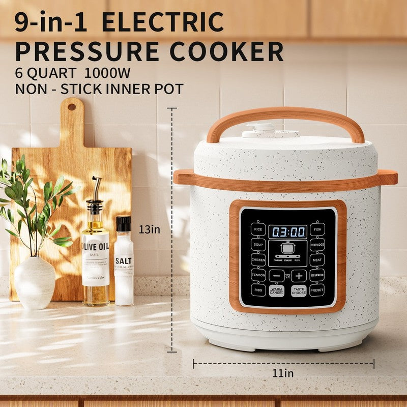 6 Quart Electric Pressure Cooker, 9-In-1 Stainless Steel Multi Cooker Pot, Rice 2