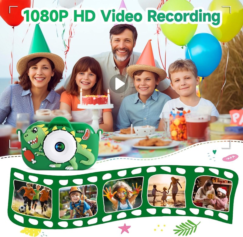 48MP Kids Camera Dual Lens 1080P HD Selfie Toy Camera Boys 3-9 w/ 32GB SD3