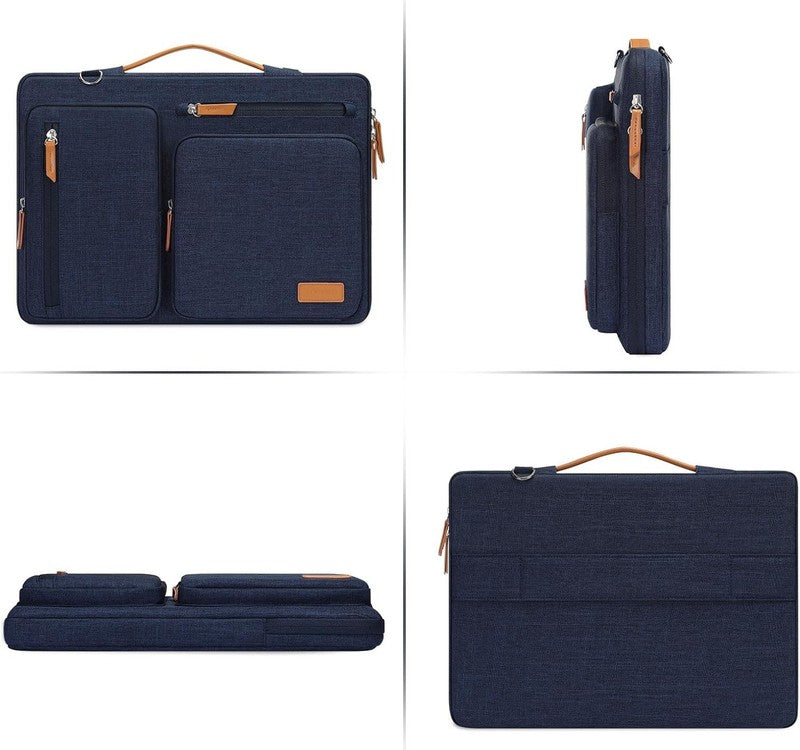 15.6 Inch Laptop Shoulder Bag 360 Protective Messenger 4 Zipper Pockets Green6