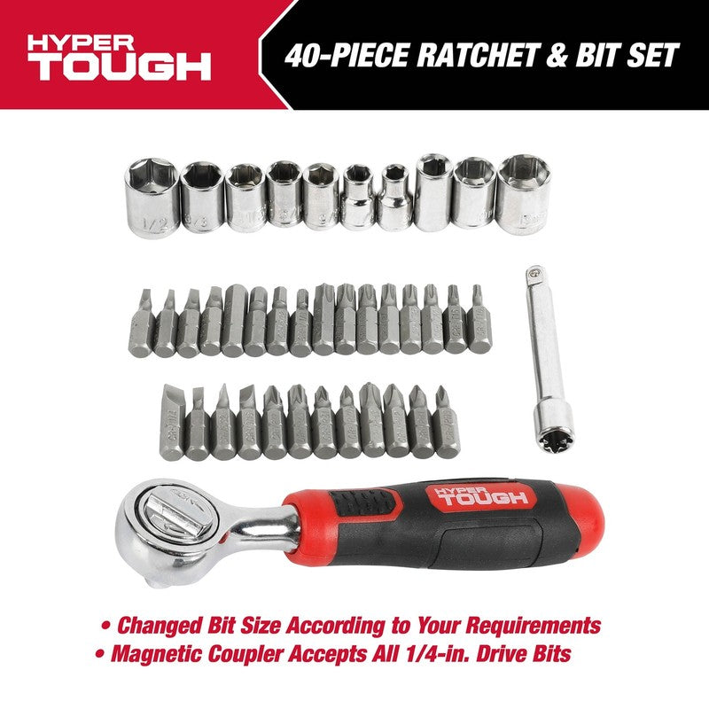 40 Piece Ratchet with Sockets and Bits in Click Fit Case2