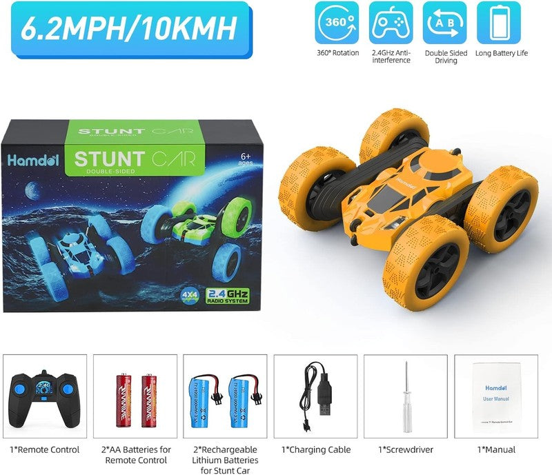 Remote Control Stunt Car for Kids, 360° Rotating Double-Sided RC Toy Vehicle wit6
