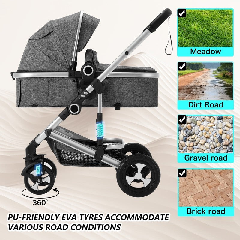 3-In-1 Convertible Baby Stroller with Big Seat and Adjustable Canopy, 24 Pound, 1