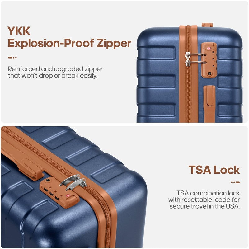 3 Piece Carry On Luggage Set Hardshell Spinner TSA Lock YKK Zipper Backpack Set2
