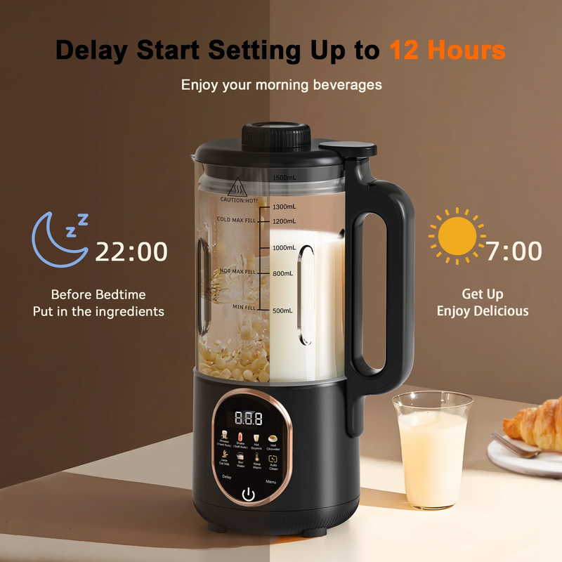 Luxmo 50oz Nut Milk Maker 10 in 1 Soy Almond Oat Milk Machine6