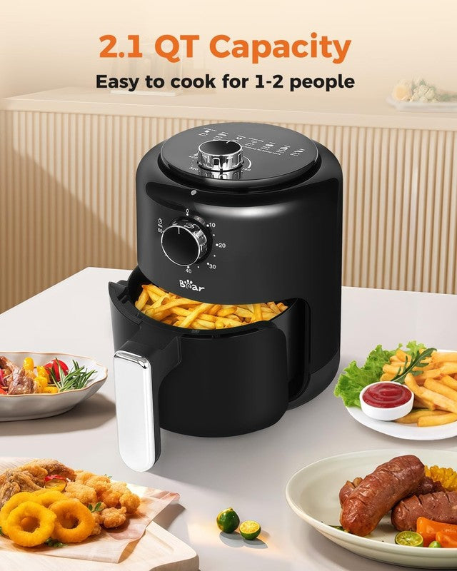 2.1QT Mini Air Fryer Compact Adjustable Temp & Timer Nonstick Basket3