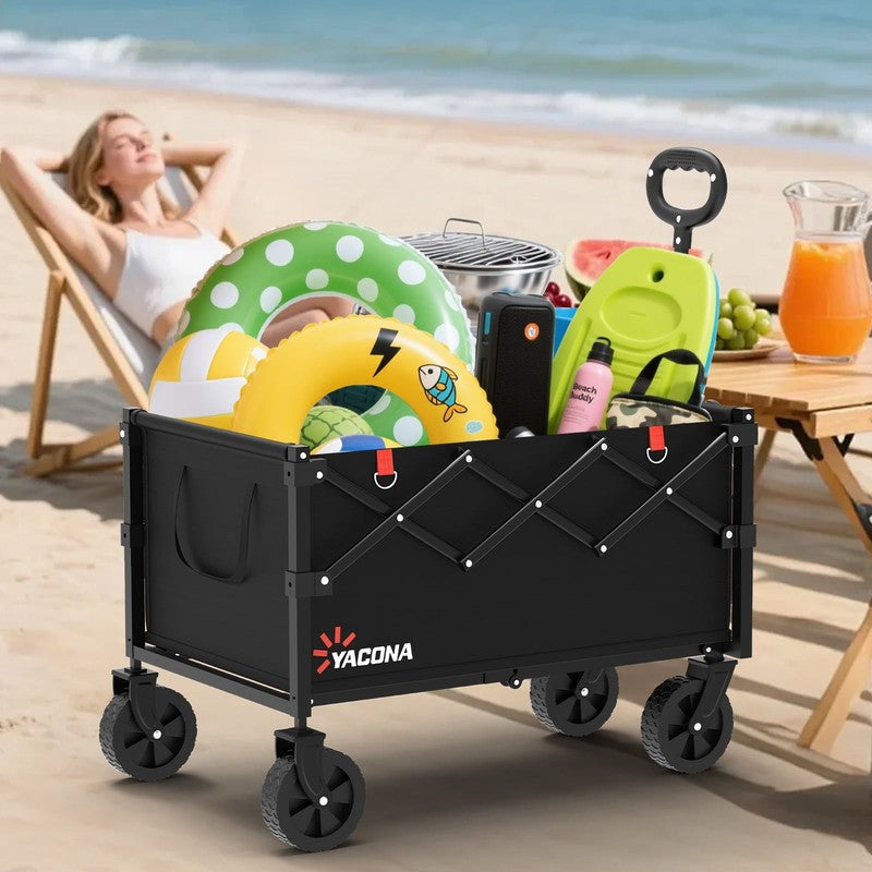 Foldable Utility Wagon Cart with Wheels   Garden Beach Camping Black8
