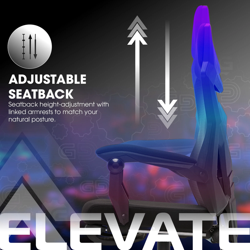 Gaming Office Chair with Extendable Leg Rest Black Fabric Ergonomic9