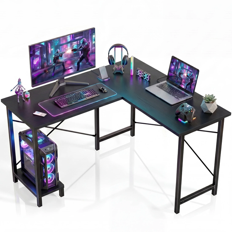 50 Inch L Shaped Desk,Computer Desk Corner Desks Gaming Desk PC Table with CPU S10