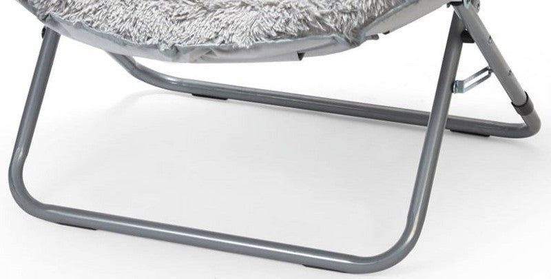 Mongolian Faux Fur Oversized Moon Chair, Silver3