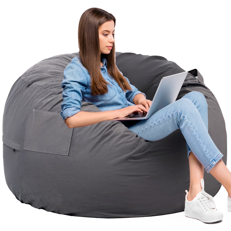 Bean Bag Sofa Chair 4Ft, Removable and Washable Matte Velvet Fabric Cover, Memor10