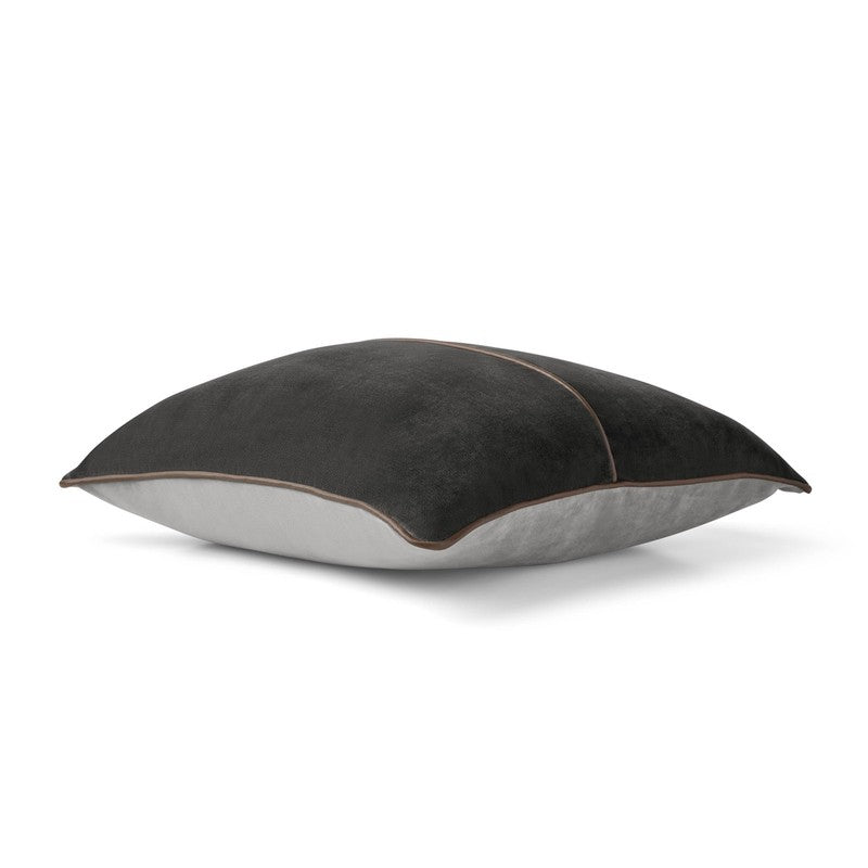 Velvet Pillow with Faux Leather Trim – 18"X18"2