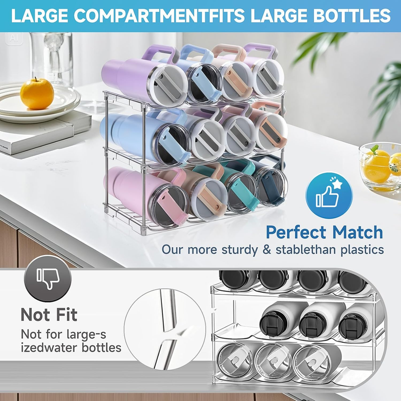 Stanley Cup 40oz Water Bottle Organizer Rack Stackable 3 Pack Holder3