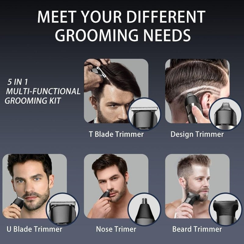 5-in-1 Beard Trimmer Kit for Men - Cordless, Waterproof & Rechargeable1