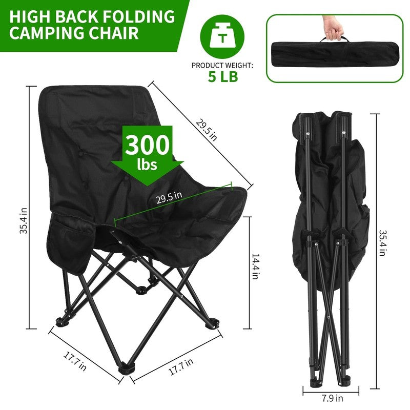 Camping Chair, Oversized Comfort Padded Folding with Cup Holder, for Outdoor Cam1