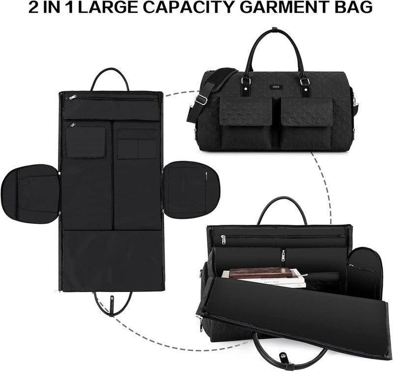 2in1 Garment Duffle Bag Black 3Pc Set Hanging Suit Travel Carry On3