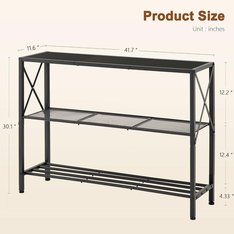 Industrial Console Table 3 Tier Entryway Hallway Narrow Sofa Table Black1