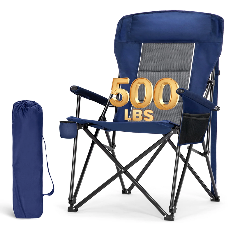Oversized Camping Chair Heavy Duty High Back Camping Chairs 500Lbs Capacity Fold0