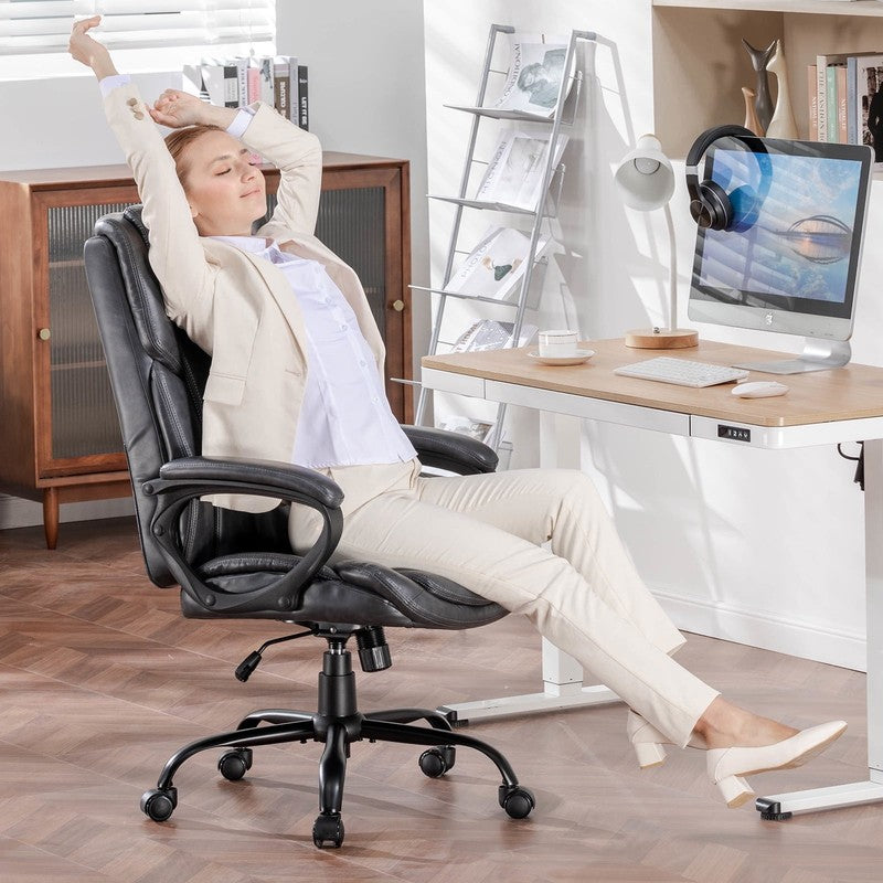 Executive Ergonomic High Back Leather Home Office Desk Chair, Gray7
