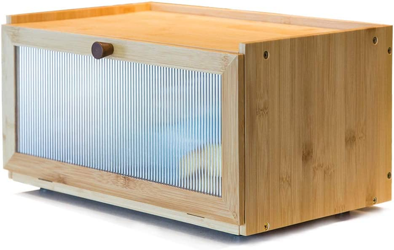 Bamboo Bread Box Large Capacity Farmhouse Bread Storage Container with Window7