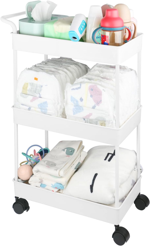 Baby Diaper Caddy, Plastic Movable Cart for Newborn Nursery Essentials Diaper St7