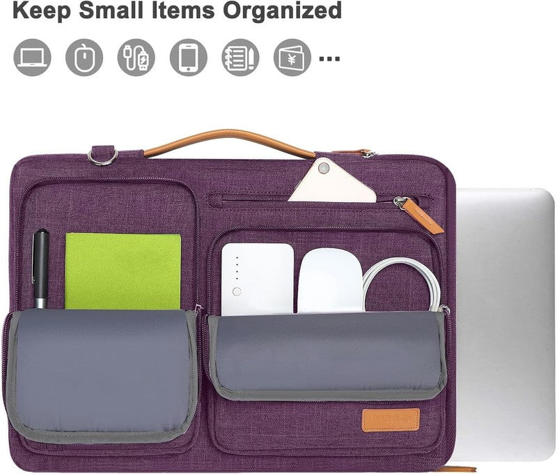15.6 Inch Laptop Shoulder Bag 360 Protective Messenger 4 Zipper Pockets3