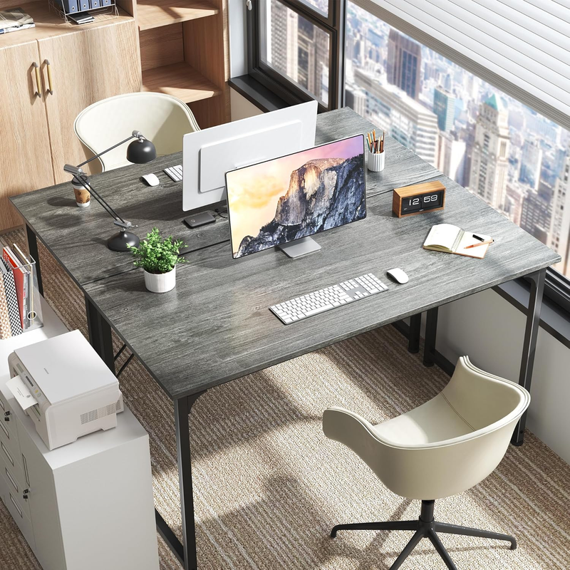 55" Computer Desk Grey   Home Office, Gaming, Sturdy Frame, Modern Design4